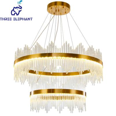 China Nordic Luxury Modern K9 Crystal Stainless Steel Gold Hotel Pendant Lamp LED Lamps Apply to Living Room and Bedroom for sale