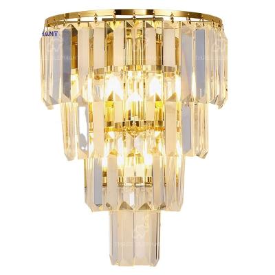 China Modern Modern Crystal Wall Lights Gold Wall Sconce Lamp Mounted Bedside Light Stainless Steel Wall Light for sale