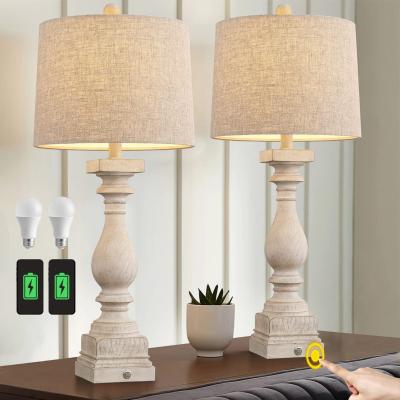 China Contemporary Dimmable Table Lamp Ports For Bedroom Living Room Rustic Traditional Vintage Nightstand Bedside Lamps for sale