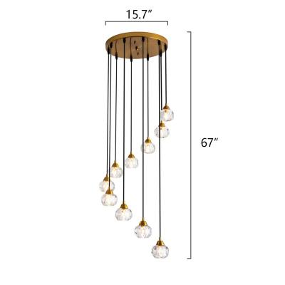 China Contemporary Crystal Ceiling Chandeliers, Large Modern Flush Mount Raindrop Pendant Light Spiral Ceiling Lamps, For Staircase for sale