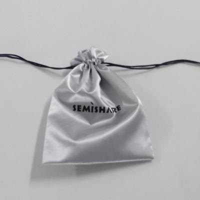 China Promotion Pockets Gift Bags High Quality Silver Drawstring Satin Cheap Bag for sale