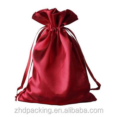 China Drawstring bag custom; Fashionable Bag Logo Shopping Custom Printing Pouch Silk Satin Large Packaging Bags for sale