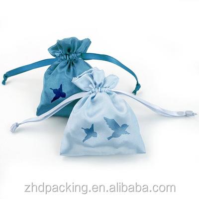 China Custom Jewelry Gift Pouch Ribbon Ribbon Silk Colored Satin Bag With Logo Printing for sale