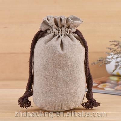 China Wholesale Custom Recyclable Small Cylinder Cotton Muslin Bottom Drawstring Bag For Pen for sale