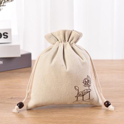 China Good quality recyclable low price cotton fabric small drawstring gift bag with custom logo for sale