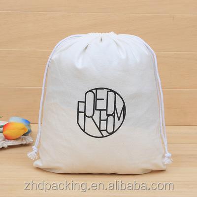 China Recyclable Promotional White Natural Cotton Drawstring Pouch For Packaging for sale