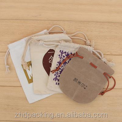 China Recyclable high quality small cotton bags, gift pouch with cotton drawstrings for sale