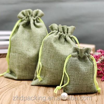 China Custom Green Eco Friendly Reusable Drawstring Bag Jute Drawstring Pouch Wedding Birthday Gift Cotton Bag for sale