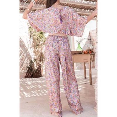 China 2022 breathable new summer fashion printed quake red women long sleeve jumpsuit for sale