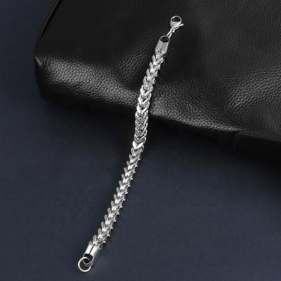 China Custom Silver Simple Casual Trendy Metal Men's Metal Chain Bracelet Bangle Environmentally Friendly Bulk for sale