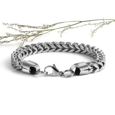 China Hot Selling Environmental Friendly Simple Style Daily Wear Chain Bracelet For Men Double Layers Silver Thick Men Bracelet for sale