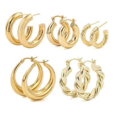 China 2022 Chinese Factory Competitive Price Adjustable Earrings Jewelry Factory FASHIONABLE Ready To Ship Luxury 18k Gold Plated Circle Jewelry Earrings for sale