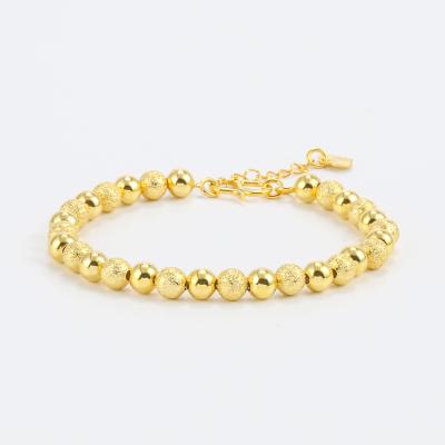 China Hot Sale Romantic Pearl Ball Chain Bracelet Brass Material Plated Shiny 18K Gold Color for sale