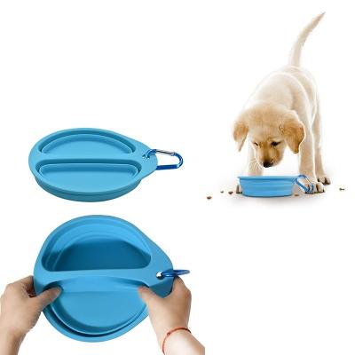 China New Viable Pet Double Folding Outdoor Dog Bowl Water Food Separation Pet Feeding Bowl for sale