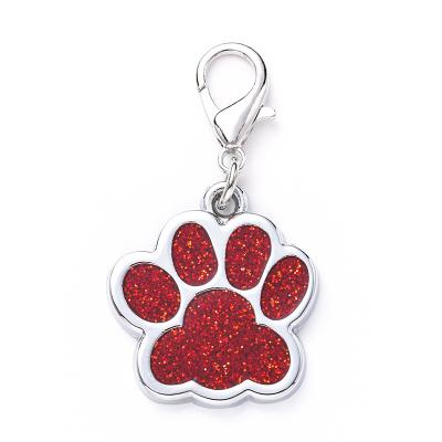 China Customizable Zinc Alloy Small Animals Metal Pet Dog Tag Glitter Zinc Alloy Feet Pet Pet Anti Shedding Dog Tag for sale