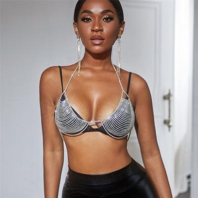 China CLASSIC rhinestone jewelry lingerie body jewelry tops sparkle sexy women body chain bra for sale