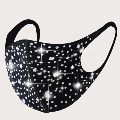 China pedreria causal cubrebocas covering simple decoration party accessory rhinestone decor glitter breathable face mask for sale