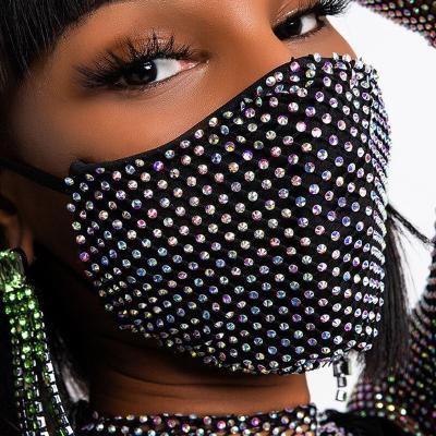 China Fashion Causal Bling Crystal Facemask Sexy Popular Face Mask Party Colorful Breathing Cover for sale