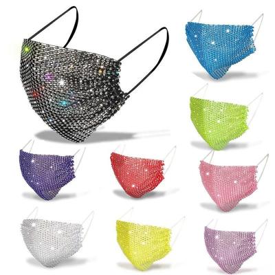 China Rhinestone Crystal Masquerade Ball Party Mesh Bling Causal Stretch Causal Face Masks for Women and Girls for sale