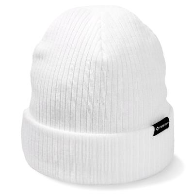 China Custom Classic White Winter Hat Manufacturer Custom Logo Personalized Knitted Hat With Brim For Unisex for sale