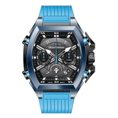 China Auto Date Available Rectangle Fashion Sport Watch Stainless Steel Case Silicone Strap quartz watches Men quartz watch for sale