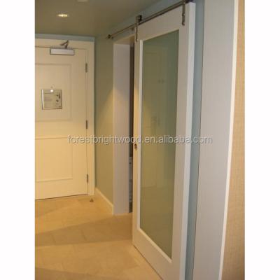 China Red Roof Inn Sliding Wooden Door With Stainless Steel Top Mechanism for sale