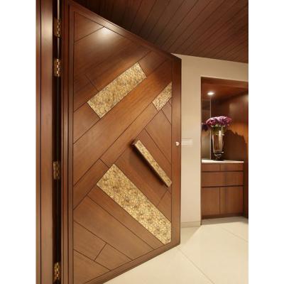 China Modern traditional design solid wood entry door with frosted glass for sale