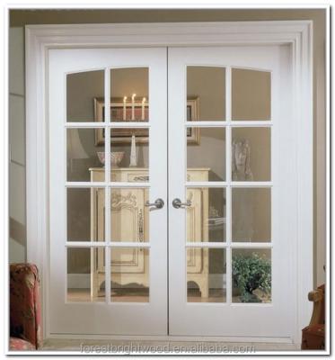 China White Color Interior Wooden Double Swing French Doors for sale