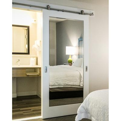 China Hampton Inn White Primed Wood Frame Sliding Mirror Doors for sale