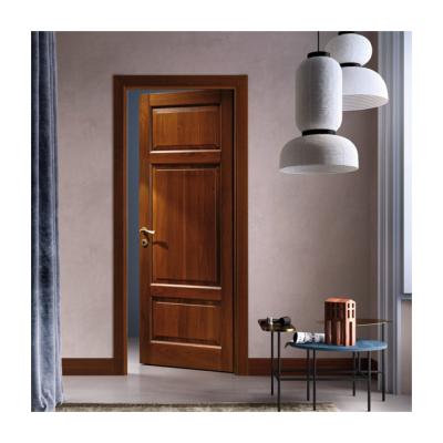 China Modern Solid Core Natural Walnut Veneer Wood MDF 3 Panel Interior Doors for sale