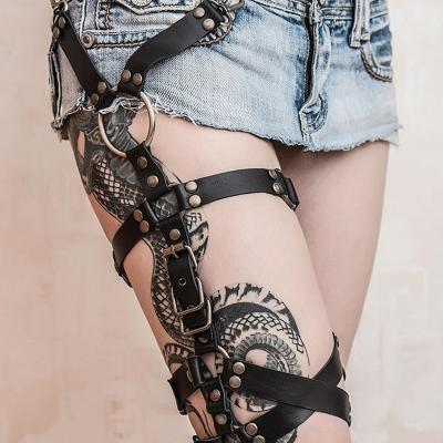 China Female Harness Ninghao Women PU Leather Harness Leg Bondage Women Leg Garters for sale