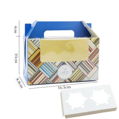 China Recycled Materials Baking Box With 2 Dividers Cupcake Packaging Cookie Boxes Wholesale Food Paper Gift Box Dessert Candy Foldable Baking Cardboard for sale