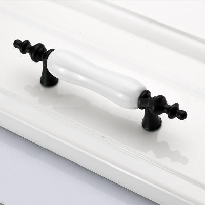 China Contemporary Ceramic Furniture Hardware Brass Pulls Drawer Dresser Wardrobe Cabinet Cupboard Bar Pulls Wholesale Chinese Ceramic Handle 76mm for sale