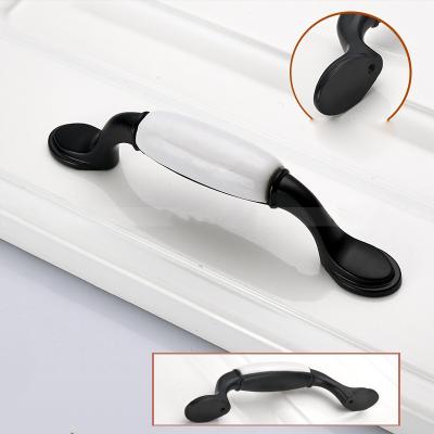 China Manufacturer Retro Ceramic Furniture Hardware Drawer Dresser Wardrobe Cabinet Handle Contemporary Closet Arch Pull for sale