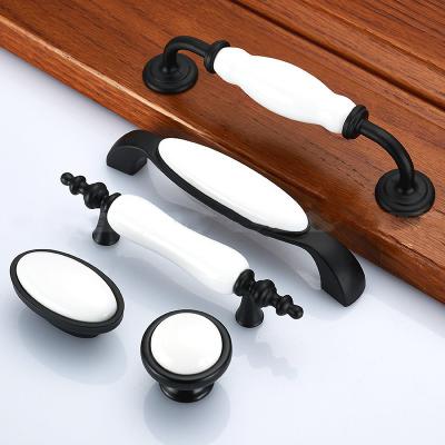 China Contemporary New Arrival Ceramic Retro Furniture Hardware Drawer Dresser Wardrobe Cabinet Cupboard Handle Pull for sale