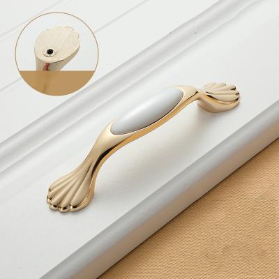 China Contemporary Head Chinese Ceramic Furniture K Handle Gold Drawer Dresser Wardrobe Cabinet Cupboard Handle Pull for sale