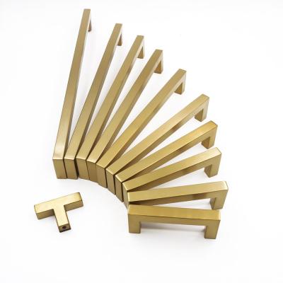 China Industrial Cabinet Pulls Kitchen Hardware Drawer Pulls Knobs Square T Bar Gold Cupboard Door Handles Hole Centers Stainless Steel for sale