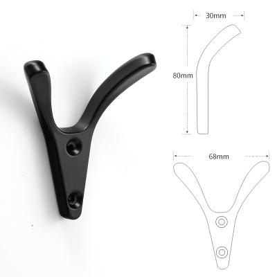 China Zamak Viable Single Style Double Coat Hooks Nano Plating Wall Mounted Utility Hooks for sale