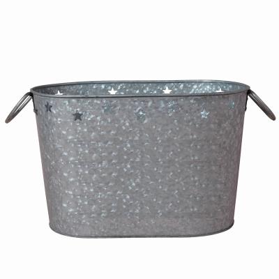 China Sustainable 15L Oval Party Galvanized Steel Portable Beer Ice Drinks Beverage Tub for sale