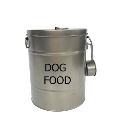 China Viable Golden Metal Dog Food Container With Scoop for sale