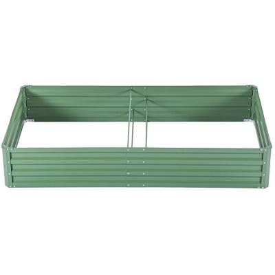 China Modern Green Powder Coated Kit Fordable Diy Galvanized Raised Metal Garden Planter Box Flower Bed Steel Plant Beds for sale