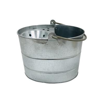 China Large Traditional Heavy Duty 16 Liter Durable Galvanized Steel Broom Bucket for sale