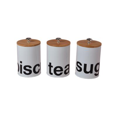 China Viable White Coffees Sugar Canister 3 Piece Food Storage and Organization Tea Set for sale