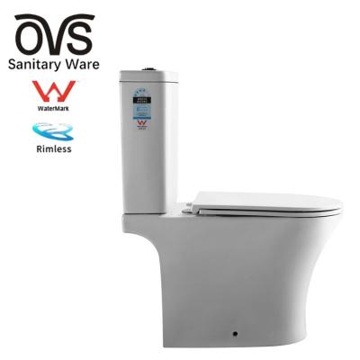 China Dual-Flow OVS Watermark Australia Technology 2 Piece Lavatory S Toilet Porcelain Floor Mounted Trap Two Pieces Toilet for sale