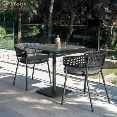 China Outdoor Weather Furniture Aluminum Legs Garden Waterproof Weekday Dining Table With Chairs Set Outdoor Hotel Dining Chairs For Restaurant for sale