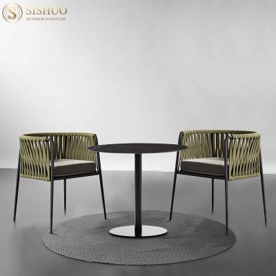 China Bistro Set Outdoor Furniture Patio Time Outdoor Furniture Luxury Garden Restaurant Outdoor Dining Chair And Table Aluminum Rope Woven Outdoor Chair for sale