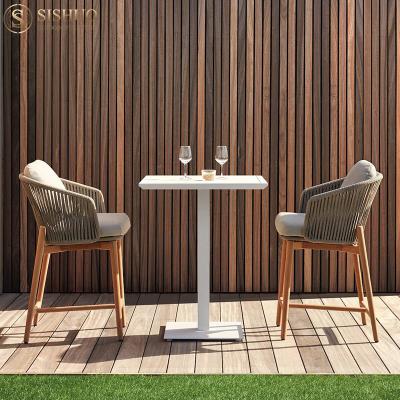 China Wholesale Time Furniture Teak Wood Modern Outdoor Hotel Arbitrator Chair Rattan Handwoven Bar Stools For Events Cafe for sale