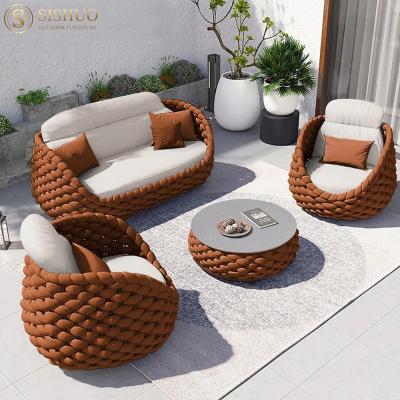 China China Factory Outdoor Weather Furniture Modern Patio Furniture Set Cast Aluminum Rope Woven Outdoor Sofa Garden Furniture for sale