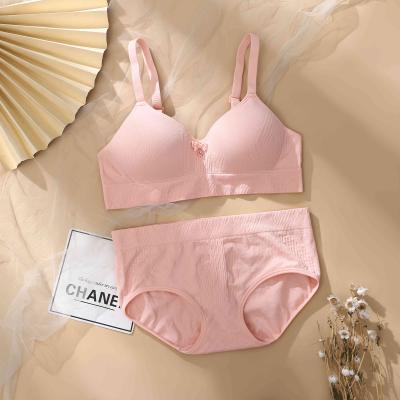 China Girls Bra and Panty Set Simplicity French Underwear Nylon Breathable Seamless Comfort QUICK DRY Push Up Bra Set for sale