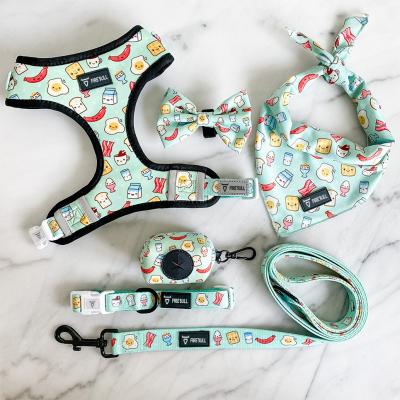 China Lights OEM 6 Pieces Dog Harness Leash Collar Set Custom Small Vest Designer Adjustable Reversible Soft No Pull Dog Harness for sale